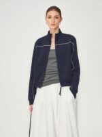 레트로 테니스코어 테니스 스타일 럭셔리 브랜드 원사 양면 니트 트림 스포츠 재킷 코트 여성 신상품