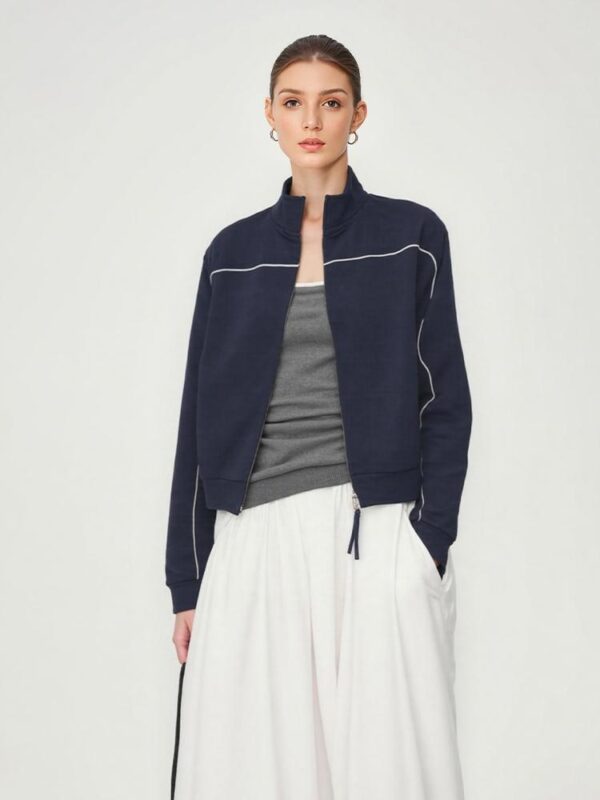 레트로 테니스코어 테니스 스타일 럭셔리 브랜드 원사 양면 니트 트림 스포츠 재킷 코트 여성 신상품