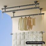 옷 건조대 고정형 옷 건조대 2중 발코니 옷걸이 상단 장착형 걸이 측면 장착형 상하 합금 가정용 측면 벽