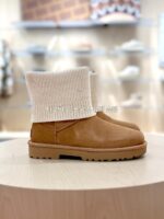 UGG 가을 신상품 여성 캐주얼 스퀘어 헤드 리브 니트 숏 튜브 첼시 부츠 편안하고 따뜻함 1171573 - 이미지 3