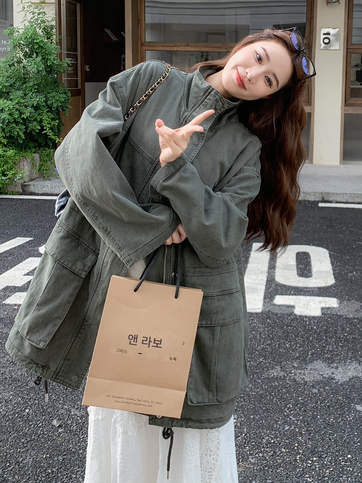 main_973698589775_0 시원하고 세련된 레트로 데님 재킷 여성 가을 2025 새로운 한국 스타일 고급 루즈 캐주얼 작업복 윈드브레이커 - 이미지 1