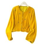 가벼운 중국 스타일 새로운 중국 스타일 재킷 젊은 스타일 라운드 넥 비즈 카디건 겉옷 여성 가을 ​​실크 벨벳 고급 상의 - 이미지 5