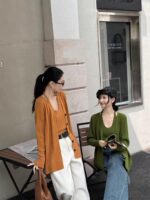 한국 레트로 케이블 니트 투피스 슈트 여성 가을 ​​겨울 레이지 스타일 홀터넥 캐미솔 스웨터 재킷 카디건 - 이미지 3