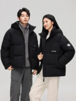 오리털 다운 재킷, 남녀공용, 짧은 스타일, 2025년 신상품 겨울 유행 루즈 스탠드 칼라 두껍고 따뜻한 아우터웨어 - 이미지 3