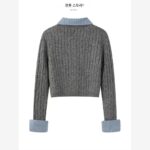 양청 스토리 가짜 투피스 폴로넥 스웨터 2025 여성 새해 캐주얼 슬림 카디건 - 이미지 2