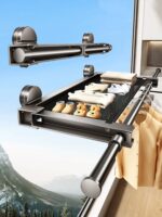 발코니 옷 건조 인공물 흡입 컵 접이식 옷 건조대 보이지 않는 망원형 옷 건조대 홈 실내 건조 이불 옷 건조대 랙