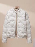 2025년 가을/겨울 신상품 유럽 스타일 가볍고 세련된 여성용 다운 재킷, 짧고 루즈핏, 슬리밍, 화이트 덕다운 따뜻한 코트 - 이미지 3