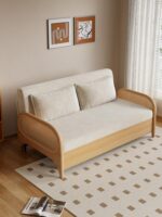 2025년 신형 원목 소파 침대 접이식 텔레스코픽 장기 수면 침대 일체형 듀얼 유즈 싱글 더블 침대 B&B - 이미지 2