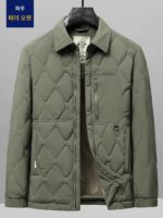 남성 2025년 겨울 신상 캐주얼 경량 화이트 덕다운 따뜻한 코트 (셔츠 스타일 칼라)