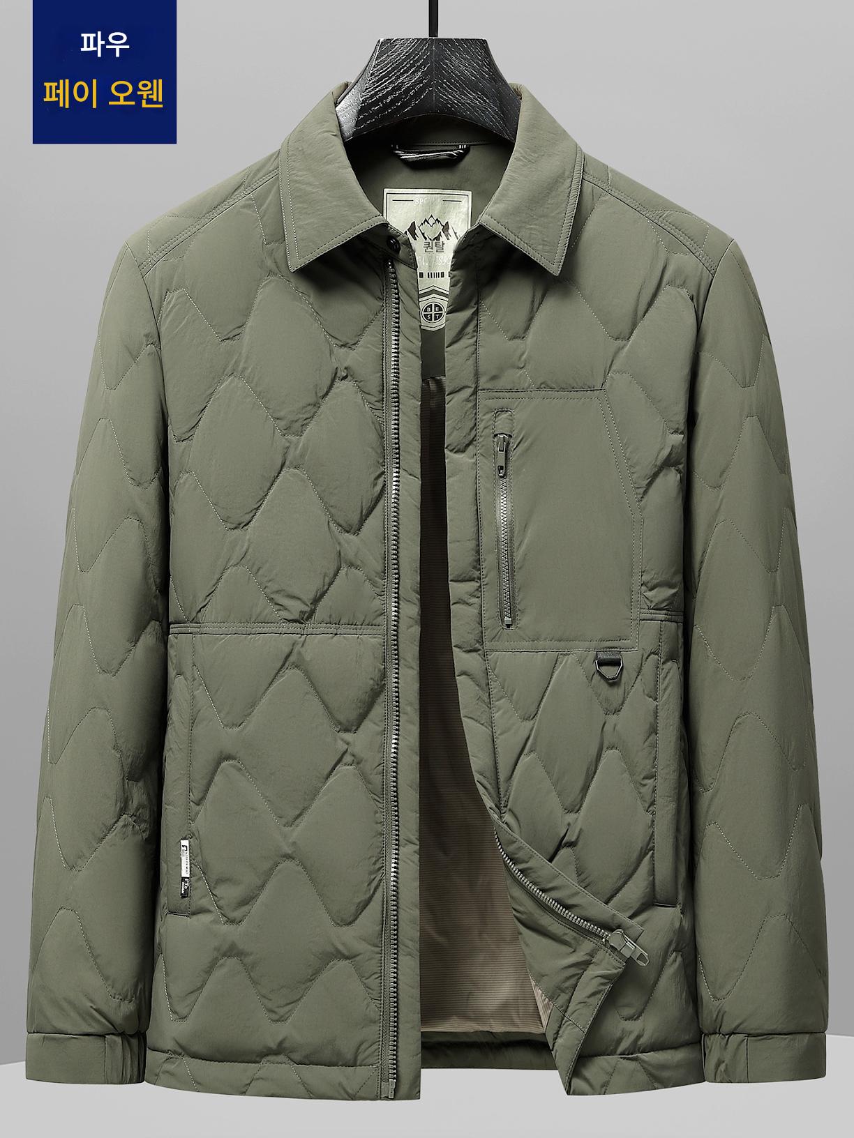 main_985215256645_0 남성 2025년 겨울 신상 캐주얼 경량 화이트 덕다운 따뜻한 코트 (셔츠 스타일 칼라) - 이미지 1