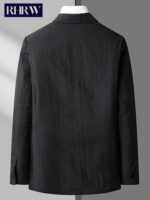 RHRW 남성용 경량 셔츠 스타일 다운 재킷, 2025년 겨울 신상품, 라펠, 캐주얼 비즈니스 스타일, 따뜻하고 주름 없는 아우터웨어 - 이미지 3
