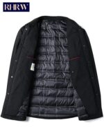 RHRW 남성용 경량 셔츠 스타일 다운 재킷, 2025년 겨울 신상품, 라펠, 캐주얼 비즈니스 스타일, 따뜻하고 주름 없는 아우터웨어 - 이미지 4