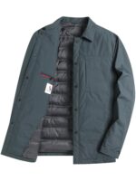 RHRW 남성용 경량 셔츠 스타일 다운 재킷, 2025년 겨울 신상품, 라펠, 캐주얼 비즈니스 스타일, 따뜻하고 주름 없는 아우터웨어 - 이미지 5