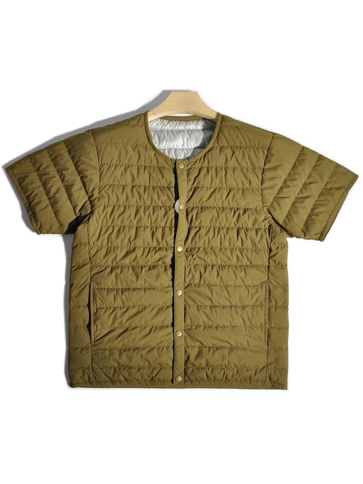 main_987312521532_0 따뜻한 안감이 들어간 일본식 복고풍 산악 스타일 야외용 경량 흰색 덕다운 재킷, 짧은 소매의 겹쳐진 칼라 없는 짧은 소매 겉옷. - 이미지 1