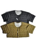 따뜻한 안감이 들어간 일본식 복고풍 산악 스타일 야외용 경량 흰색 덕다운 재킷, 짧은 소매의 겹쳐진 칼라 없는 짧은 소매 겉옷. - 이미지 3