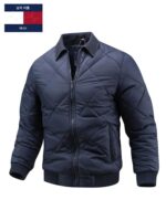 Tommy Dennis 남성용 겨울용 칼라 코튼 패딩 재킷, 비즈니스 캐주얼 다용도 따뜻한 코튼 패딩 코트, 남성용 다이아몬드 플레드 코트