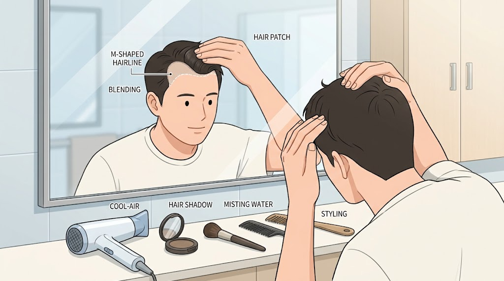 남성 이마 M자 패치: 이마 라인만 감쪽같이 커버하는 M자 전용 헤어패치 부착 꿀팁 5 남성 이마 M자 패치 관련 이미지 4