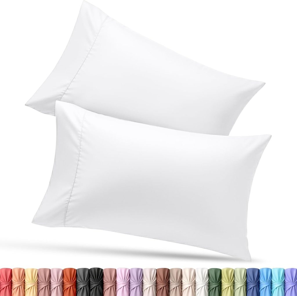 Pillow Cases Queen Size Set of 2, Ultra Soft Comfy Pillow Covers, White