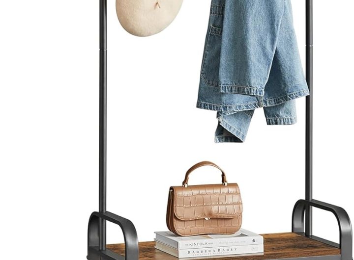 VASAGLE Coat Rack, Hall Tree with Shoe Bench, 4-in-1, 9 Removable Hooks