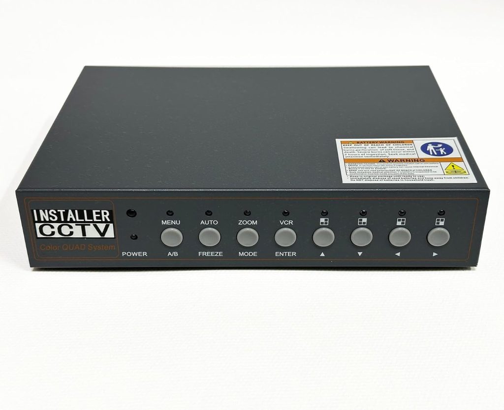 Video Quad Color 4CH Multiplexer 2 BNC Output with Remote Control and Free 1Amp Power Adapter…