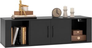 GIANTEX Wall Mounted Storage Cabinet, 2 Cube Floating Desk with Doors,Black