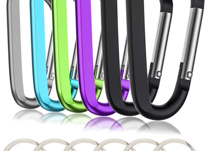 CampTek Carabiner Caribeaner Clip,3" Large Aluminum D Ring Shape Carabeaner with Keyring Keychain Hook