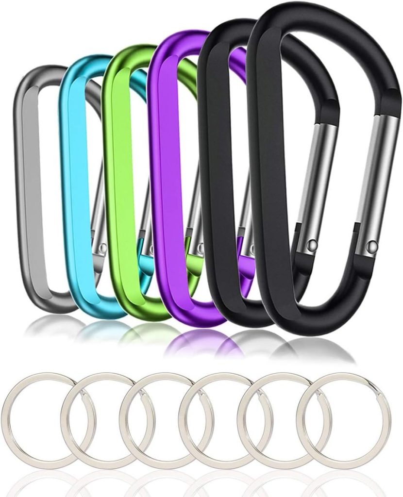 캠프텍 알루미늄 D링 카라비너 3인치 6개 세트 특징 정리 6 CampTek Carabiner Caribeaner Clip,3" Large Aluminum D Ring Shape Carabeaner with Keyring Keychain Hook