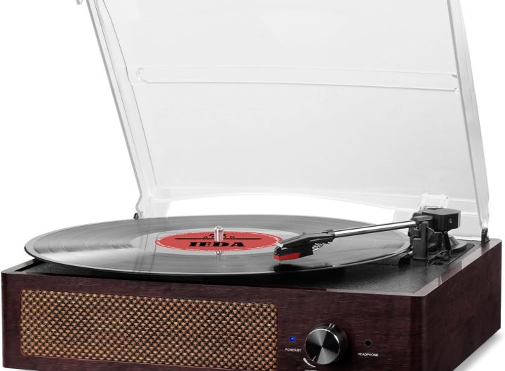 Vinyl Record Player Turntable with Built-in Bluetooth Receiver & 2 Stereo Speakers, 3 Speed 3 Size Portable Retro Record Player for Entertainment and Home Decoration