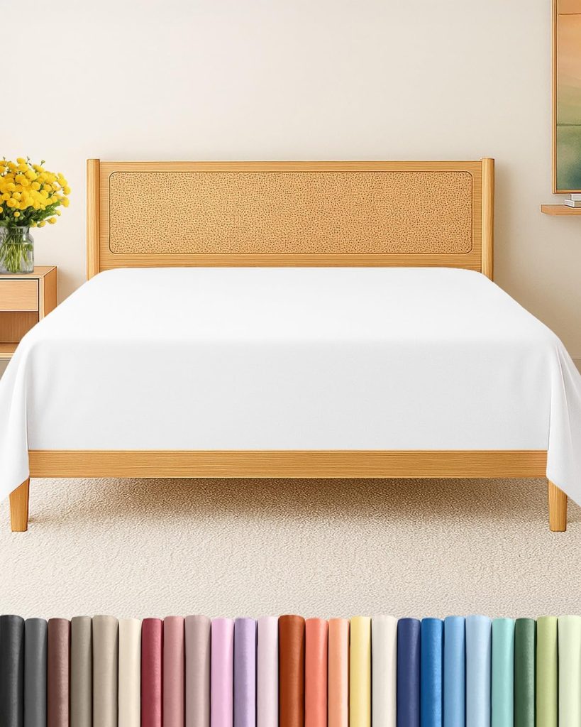 CGK Unlimited 킹 플랫 시트, 세탁 관리와 단품 구성 확인하기 6 King Flat Sheet - Single Top Flat Sheet Only - Breathable & Cooling - White