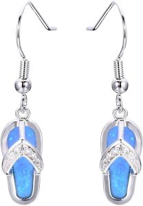 Exquisite Summer Beach Women Rhinestone Flip Flops Pendant Hook Earrings Jewelry Gift - Blue