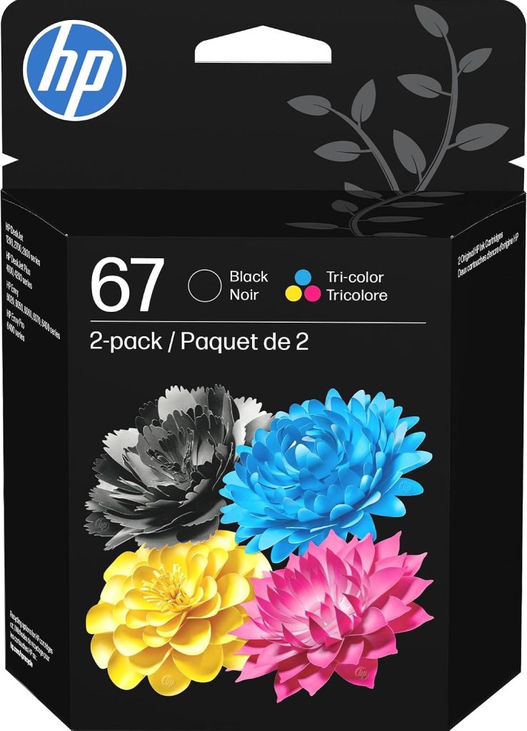 HP 67 Black/Tri-Color Ink Cartridges (2-Pack) | Works with DeskJet 1255, 2700, 4100, Envy 6000, 6400 | Instant Ink Eligible | 3YP29AN | Packaging May Vary — 상품 정보와 공개 리뷰 6 HP 67 Black/Tri-Color Ink Cartridges (2-Pack) | Works with DeskJet 1255, 2700, 4100, Envy 6000, 6400 | Instant Ink Eligible | 3YP29AN | Packaging May Vary