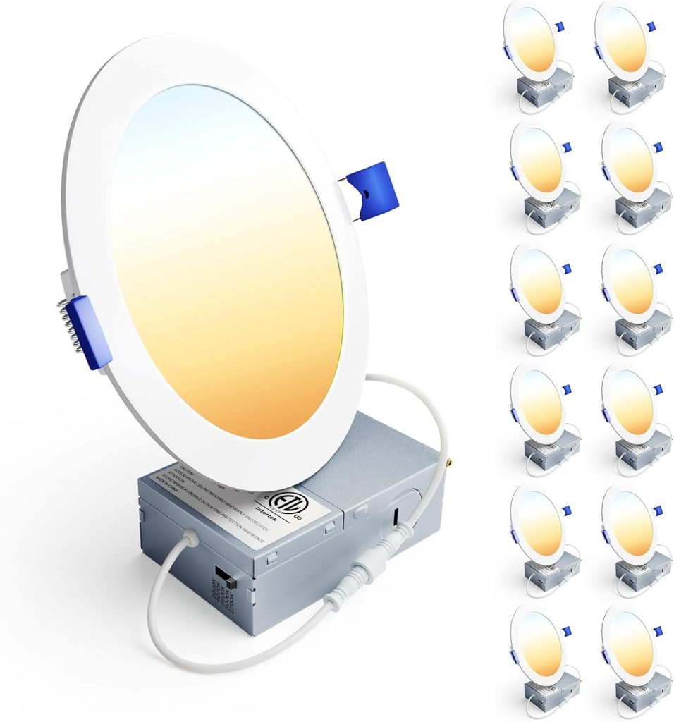 Ensenior 12 Pack 6 Inch LED Recessed Ceiling Light, 5CCT, 1200LM 12W 120V — 상품 정보와 구매 체크 6 Ensenior 12 Pack 6 Inch LED Recessed Ceiling Light, 5CCT, 1200LM 12W 120V
