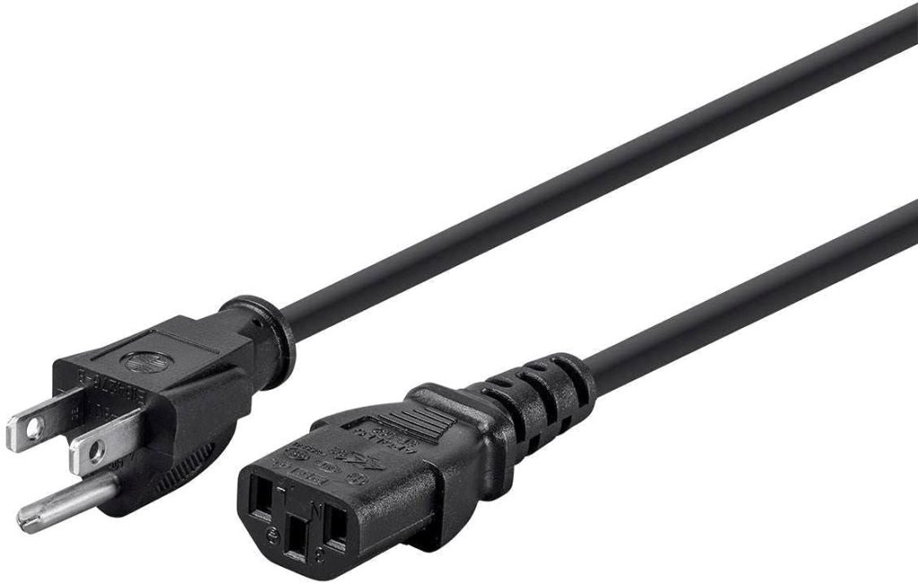 Monoprice Power Cord - NEMA 5-15P to IEC 60320 C13, 18AWG, 10A/1250W, 125V, 3-Prong, 2ft, Black