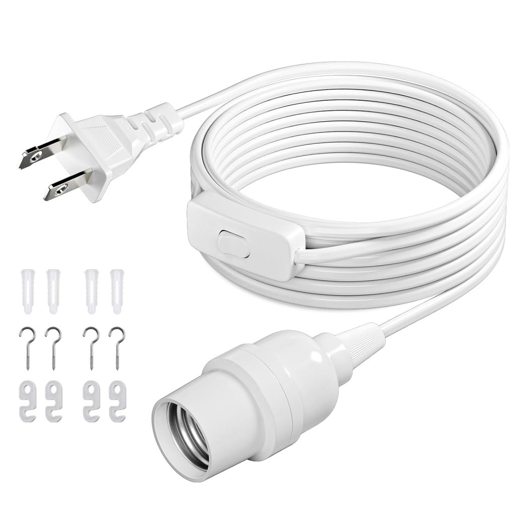 DiCUNO Pendant Light Cord, for Hanging Paper Lantern, 13 Ft, White, 1-Pack