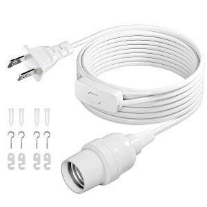 DiCUNO Pendant Light Cord, for Hanging Paper Lantern, 13 Ft, White, 1-Pack