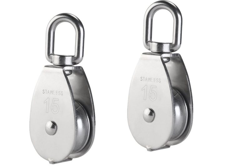 YAMASO,2Pcs 304 Stainless Steel M15 Silver Single Pulley Block Wire Rope Hanging Wire Towing Wheel