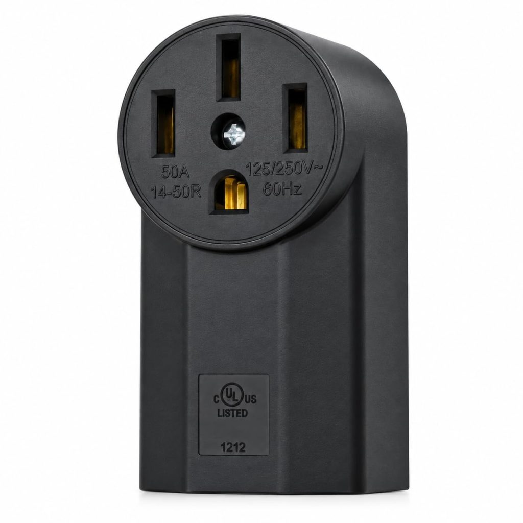 NEMA 14-50R Receptacle 3-Pole 4-Wire Surface Mount Power Receptacle 125/250V 50A UL Listed, Micmi Black (NEMA 14-50R)