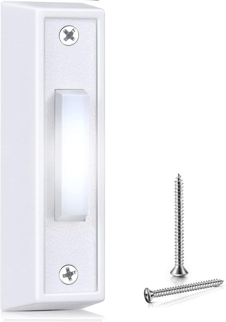 Saillong 1 Piece Lighted Doorbell Button, White, White Light