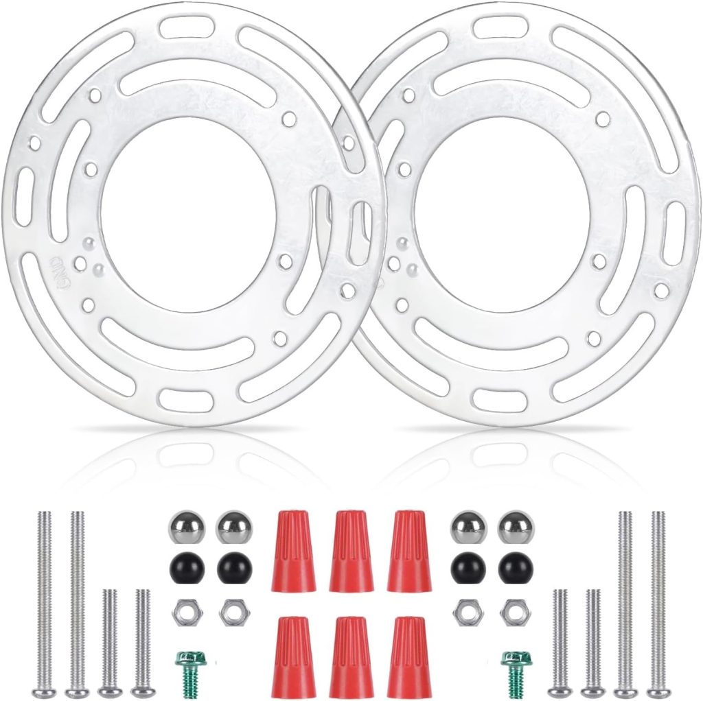 2 Pack Light Fixture Mounting Brackets, Ceiling Light Mounting Plate, Wall Lights Mount Blocks with Screw and Nuts, 4” Round Junction Box Adaptor for Wall Sconce, Chandelier, Pendant