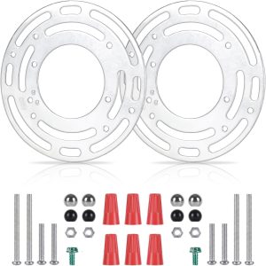 2 Pack Light Fixture Mounting Brackets, Ceiling Light Mounting Plate, Wall Lights Mount Blocks with Screw and Nuts, 4” Round Junction Box Adaptor for Wall Sconce, Chandelier, Pendant