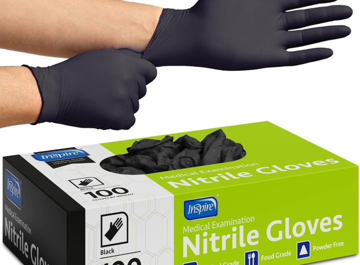Inspire Black Nitrile Disposable Gloves | 4.5 Nitrile Disposable Safety Medical Cooking Cleaning Gloves