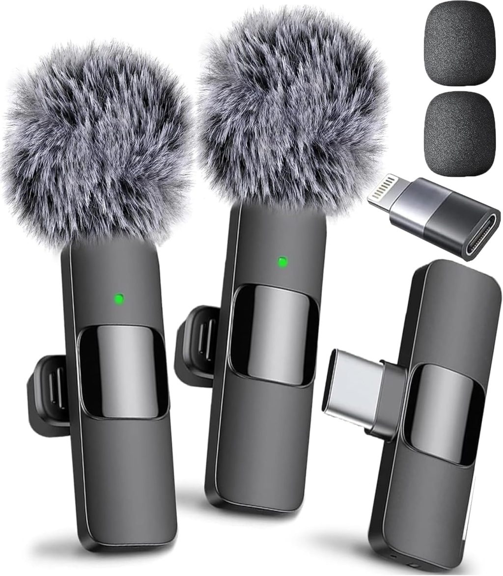Mini Mic Pro (Latest Model – #1 Microphone for iPhone & Android, Wireless Mini Microphone, Clear Voice, Noise Cancelling, Lavalier Mic for TikTok, YouTube & Interviews