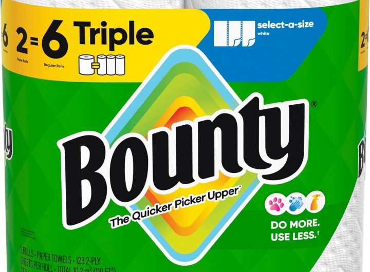 Bounty Select-A-Size Paper Towels, White, 2 Triple Rolls = 6 Regular Rolls