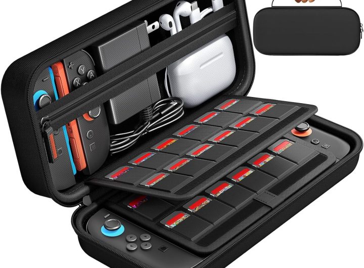 daydayup Switch Carrying Case Compatible with Nintendo Switch 2, with 24 Games Cartridges Protective Hard Shell Travel Carrying Pouch for Console & Accessories Playstation Vita Case