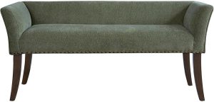 Madison Park Accent Bench, Plush Upholstered, Nailhead Trim, & Padded Seat Entryway Bench Small, End of Bed Bench with Back, 49.5" W x 19.25" D x 23" H, Green