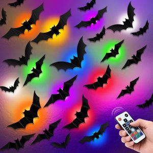 PChero 12 Lights & 48 Bats Halloween Decoration with Remote Timer