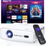 Aurzen Roku TV D1R Smart Portable Outdoor Projector with WiFi and Bluetooth
