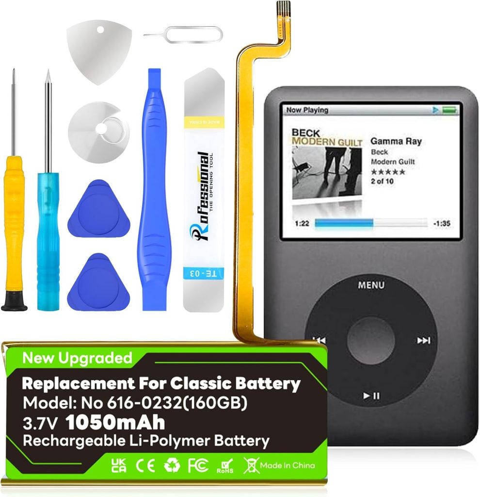 OHZHAO 아이팟 클래식 교체용 배터리 호환 규격 및 실사용자 평가 안내 6 2026 Upgrade Replacement 1050mAh Long-Lasting Classic Battery 616-0232 Compatible with iPod Classic 5th - 7th Generation Video A1136 A1238 6th 80GB 6.5th 120GB 7th 160GB 5th 30GB with Tool Kits