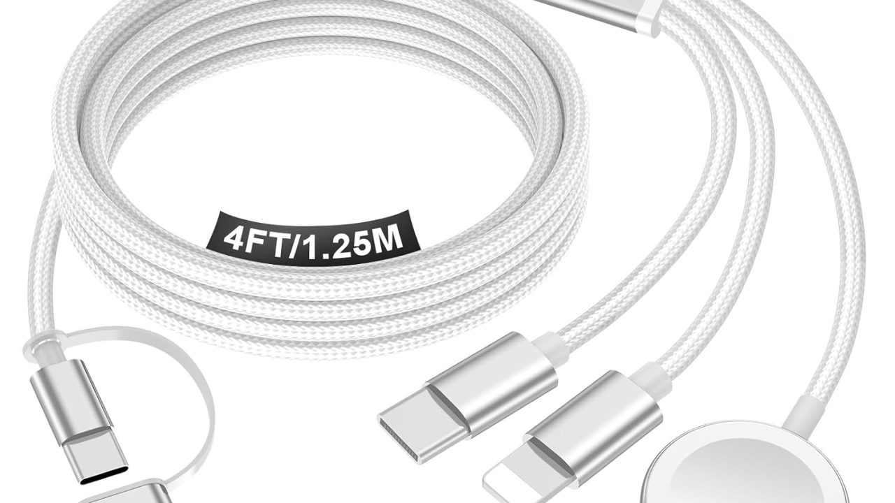 Travel Essentials for Apple Watch Charger,iPhone Charger,3 in 2 Type C/Lightning/Magnetic Travel Charging Cable,Portable Multi Charging Cable for Apple Watch, iPhone 18‑11,Samsung S26,Car–4ft
