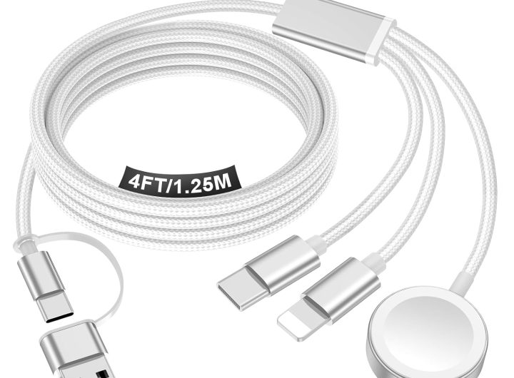 Travel Essentials for Apple Watch Charger,iPhone Charger,3 in 2 Type C/Lightning/Magnetic Travel Charging Cable,Portable Multi Charging Cable for Apple Watch, iPhone 18‑11,Samsung S26,Car–4ft